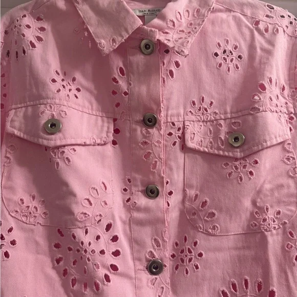 Pink Eyelet Button-Up Jacket - Picture 2 of 3